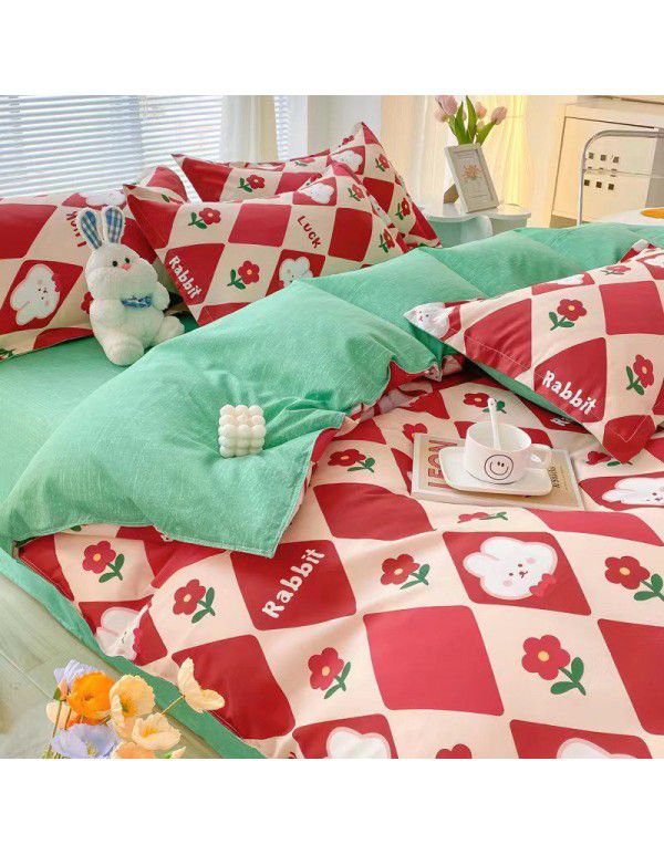 Wholesale thickened and brushed four piece sets of student dormitory three piece sets of spring, autumn and winter single sheets, quilt covers and bedding 