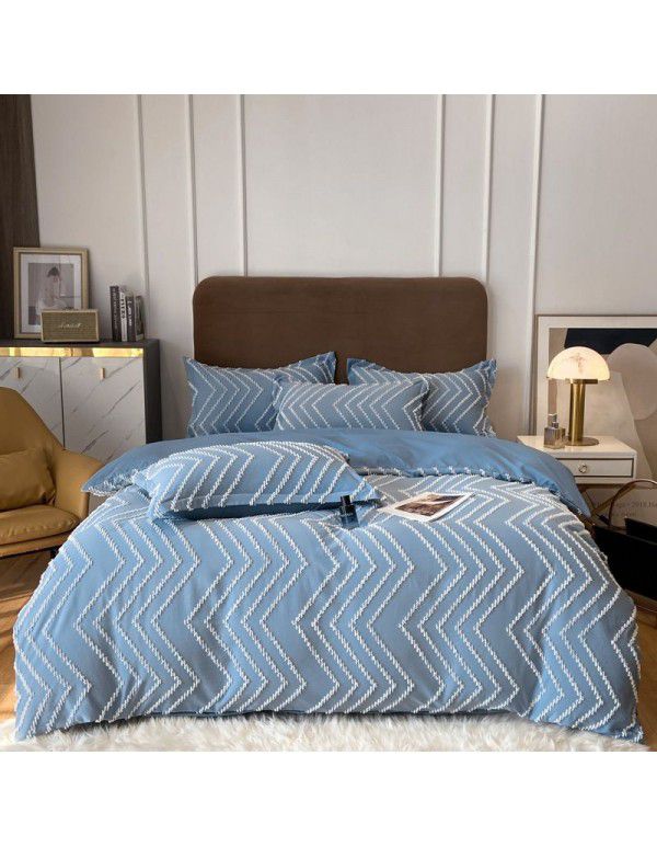 Nordic style four piece set Washed cut out bed sheet quilt cover Fitted sheet All season special price bedding wholesale
