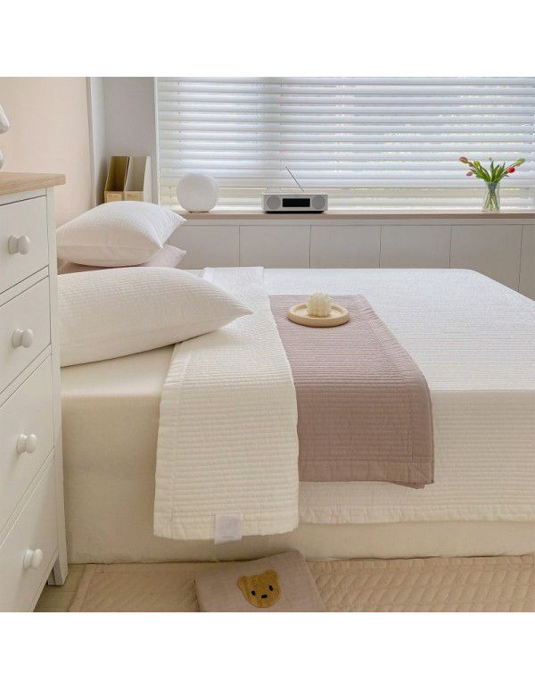 Korean anchor, the same type of all cotton quilted bed cover, three piece set, all cotton cover blanket, cotton fitted sheet, thin cushion cover, bedding