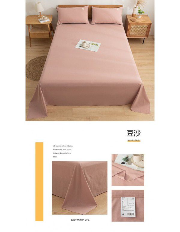 Japanese 100% cotton washable cotton bed sheet single piece summer cotton single dormitory quilt sheet plaid pillow case three piece set