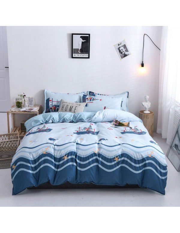 Wholesale thickened and brushed four piece sets of student dormitory three piece sets of spring, autumn and winter single sheets, quilt covers and bedding 
