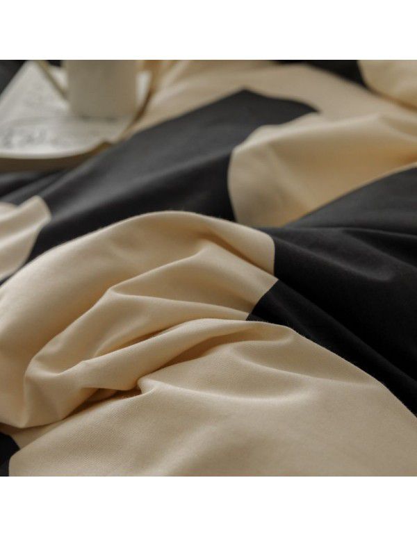  new ins style cotton printed four piece set 13372 cotton simple sheet fitted sheet set