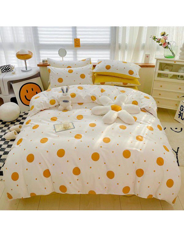 Hot selling ins Pastoral 60 Thread Count Cotton 4-Piece Set Printed Cotton Small Fresh Flat Sheet Quilt Cover Fitted Sheet Set Postage Package