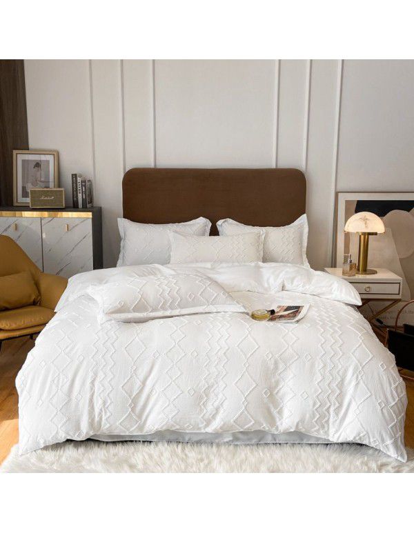 Nordic style four piece set Washed cut out bed sheet quilt cover Fitted sheet All season special price bedding wholesale