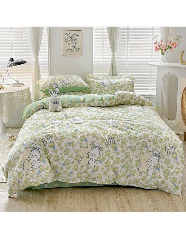 Ins wind small fresh cotton four piece cotton three piece bed sheet