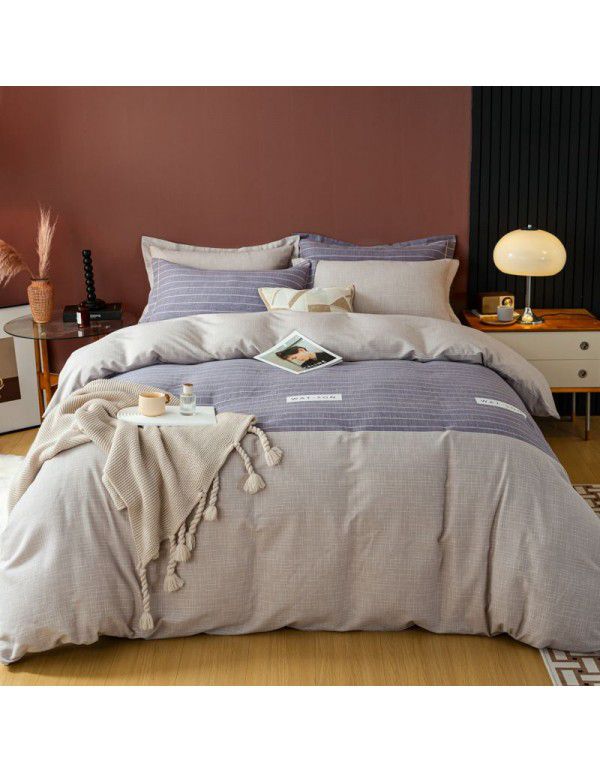 Warm in autumn and winter, pure cotton, thickened, brushed, four piece cotton bed sheet, single quilt cover, bedding, household wholesale