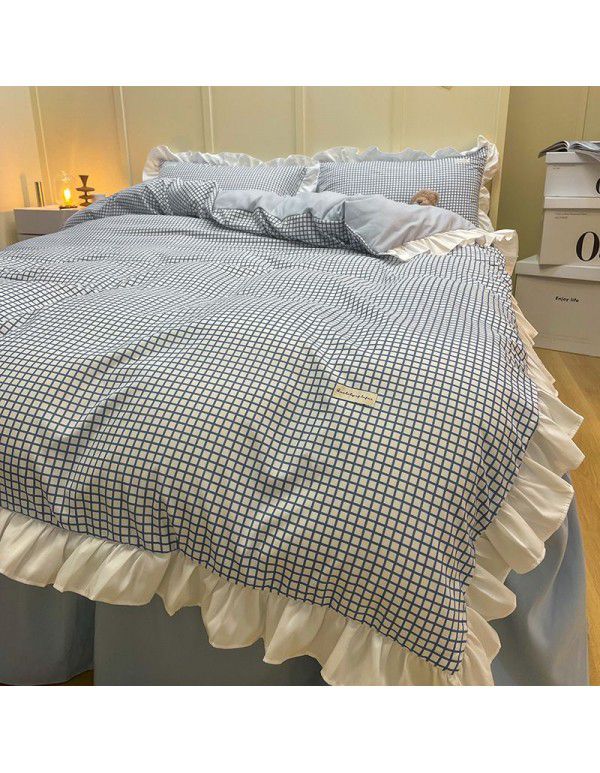The manufacturer directly sells Korean lace 4-piece set of 60 Australian cotton bed sheets in small wind and fresh quilt cover gifts for sale