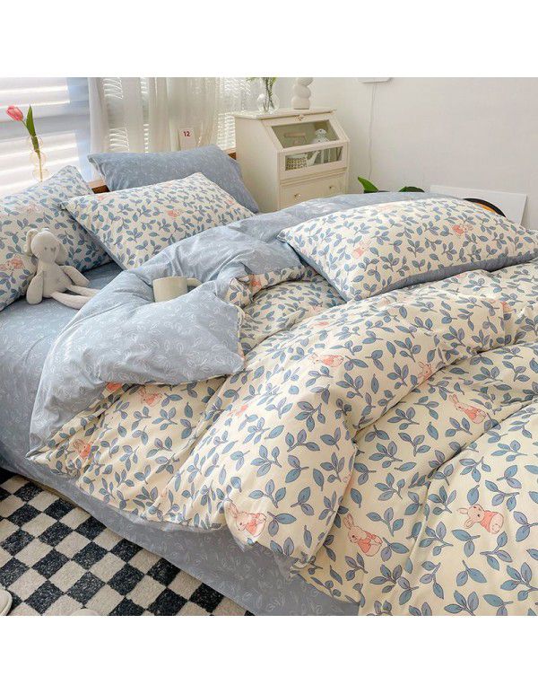 Ins wind small fresh cotton four piece cotton three piece bed sheet