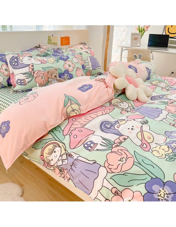 Wholesale thickened and brushed four piece sets of student dormitory three piece sets of spring, autumn and winter single sheets, quilt covers and bedding 
