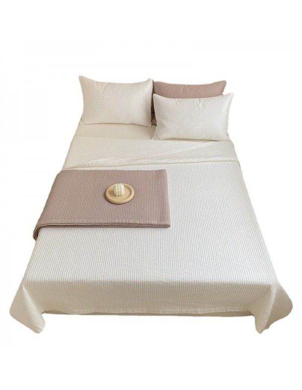 Korean anchor, the same type of all cotton quilted bed cover, three piece set, all cotton cover blanket, cotton fitted sheet, thin cushion cover, bedding