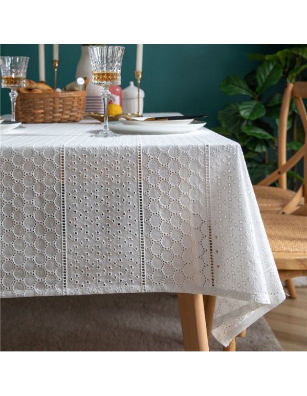 White lace tablecloth small fresh French western table cloth American pastoral tablecloth Japanese cotton linen Korean