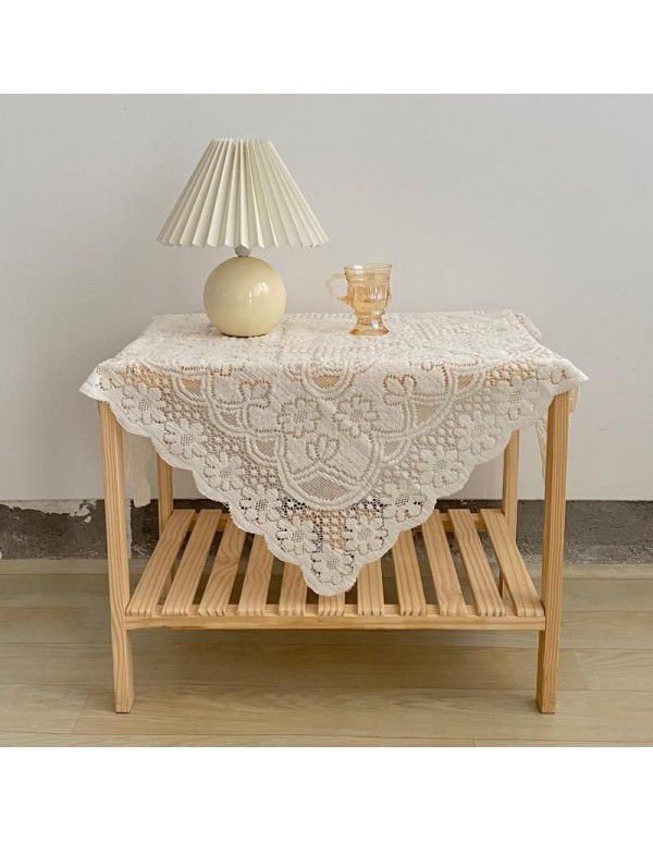 Lace hollowed out white lace square antique bedside table sofa refrigerator home textile home decoration table cloth table cloth