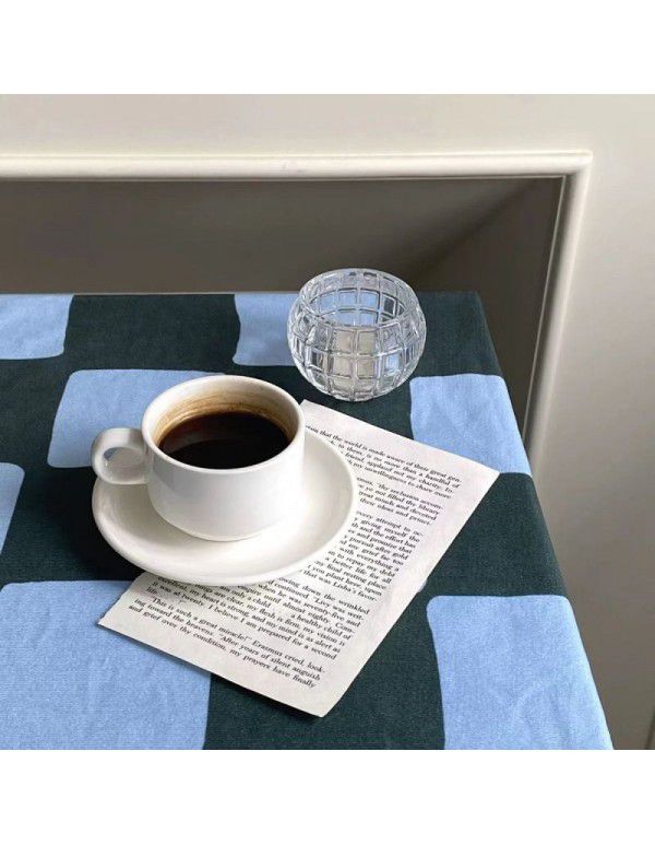 Wholesale ins hanfeng simple table cloth round table plaid table cloth small fresh desk plush background cloth factory