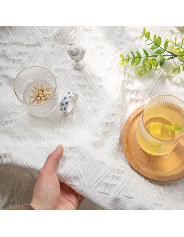 Table cloth ins wind white sense photo background cloth tea table mat desk round table cloth dust-proof cover cloth wholesale