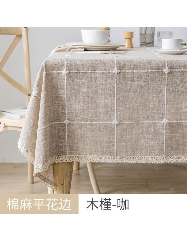 Table cloth waterproof and antifouling cotton linen Japanese rectangular tea table cloth table mat simple linen desk student cloth