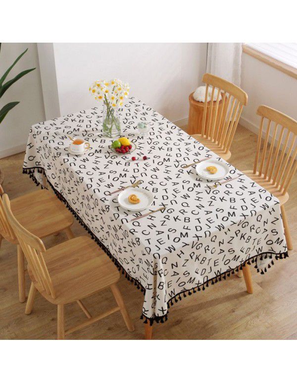 Lexuan Xiu cotton linen thickened tablecloth black and white simple ins wind cotton linen wholesale picnic party tablecloth cover