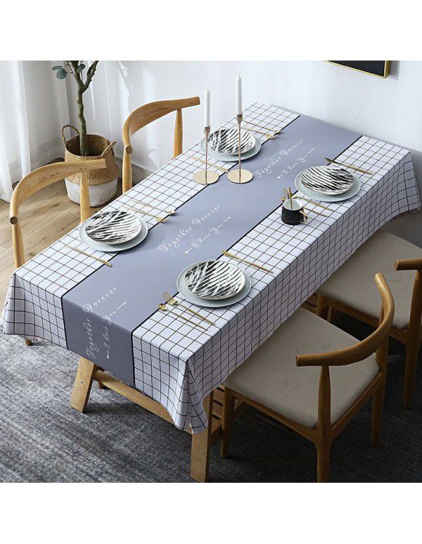 Table cloth waterproof, scald proof, oil proof, wash free pvc tea table mat rectangular light luxury table cloth