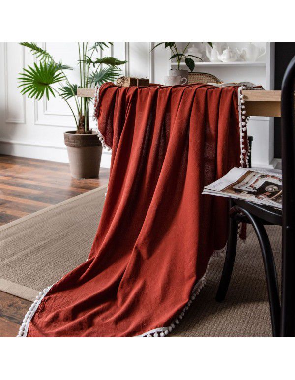 Yimanqiyun Solid INS Orange Christmas Day Table Cloth Plain Table Cloth Washed Cotton Household Rectangle