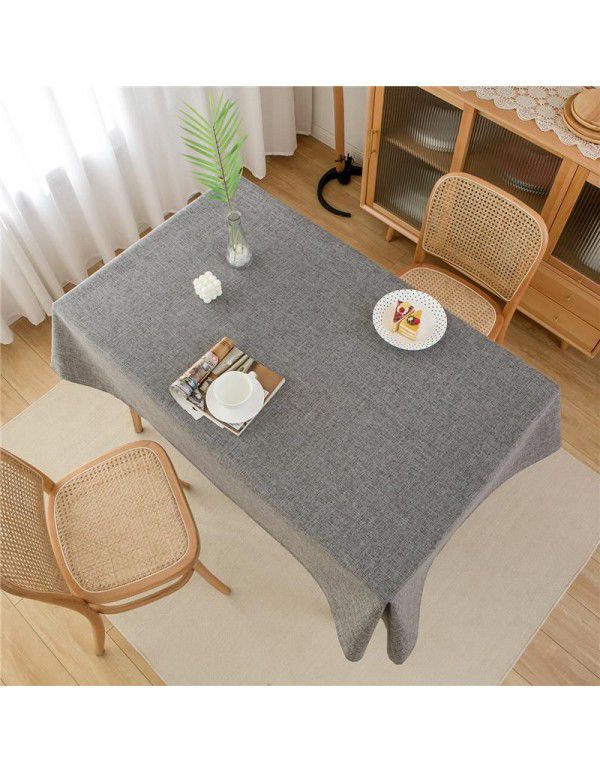 Simple tablecloth linen cotton thickened plain plain tea table cloth linen waterproof conference table rectangular tablecloth table