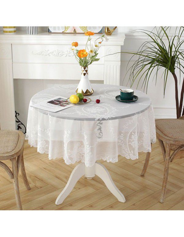 Lace tablecloth round small round table cloth Nordic vintage white ins style tablecloth net red dessert table cover