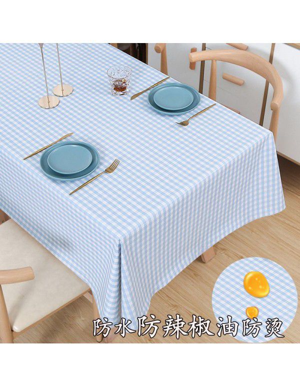 Tea table table cloth waterproof, scald proof, oil proof, wash free rectangular table mat ins wind light luxury plastic table cloth substitute