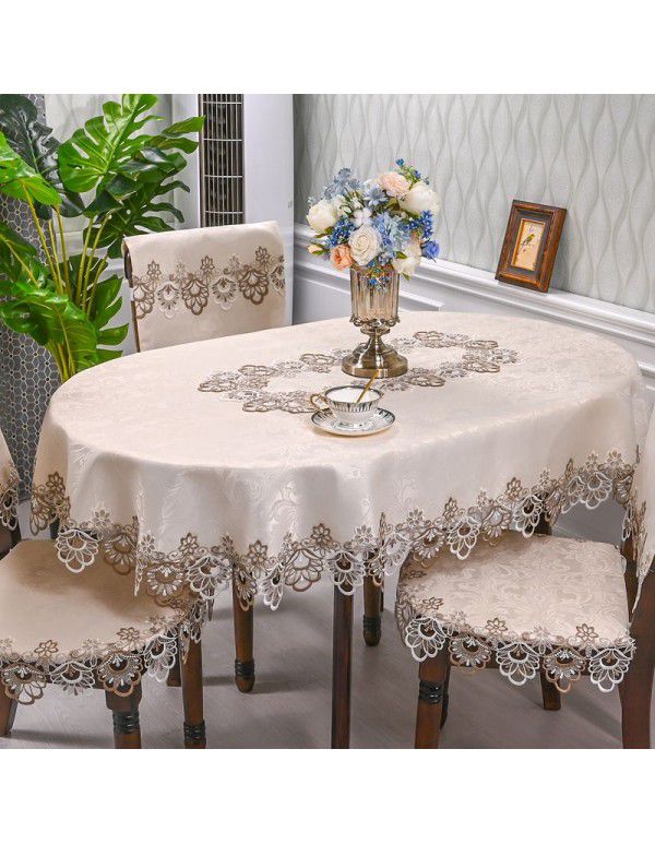 European Lace Living Room Simple Tea Table Table Cloth Hotel Household Round Round Table Table Cloth Light Luxury Fabric