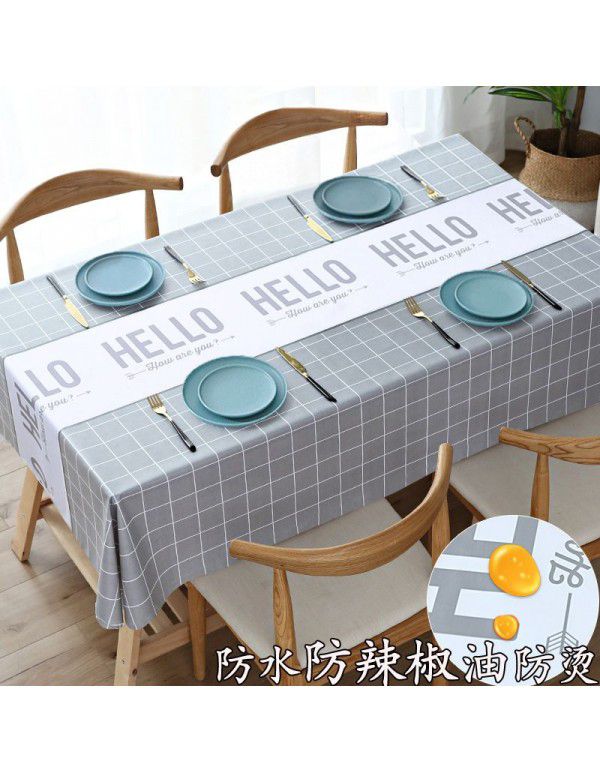 Tea table table cloth waterproof, scald proof, oil proof, wash free rectangular table mat ins wind light luxury plastic table cloth substitute