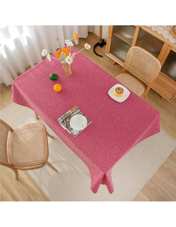Simple tablecloth linen cotton thickened plain plain tea table cloth linen waterproof conference table rectangular tablecloth table