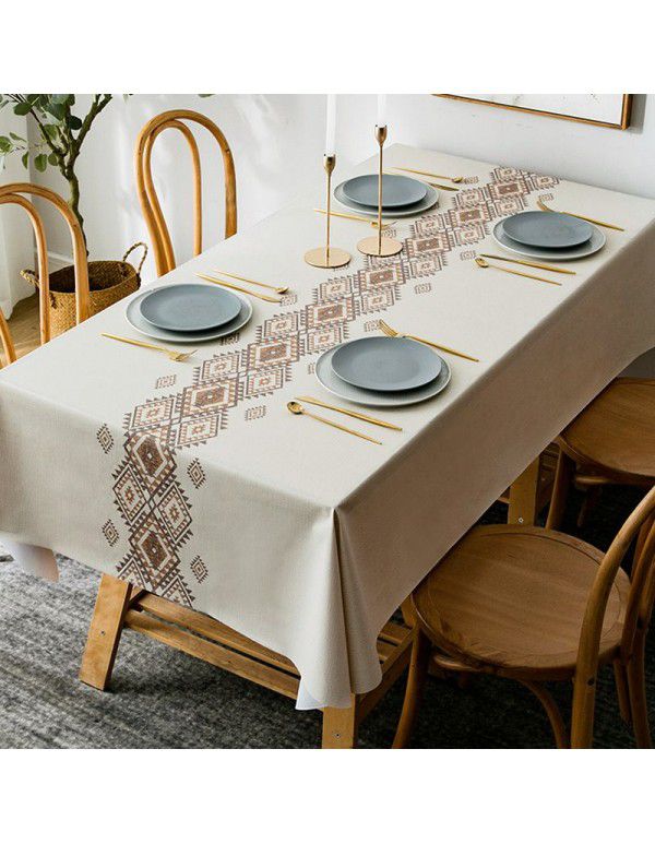 Table cloth waterproof, scald proof, oil proof, wash free pvc tea table mat rectangular light luxury table cloth