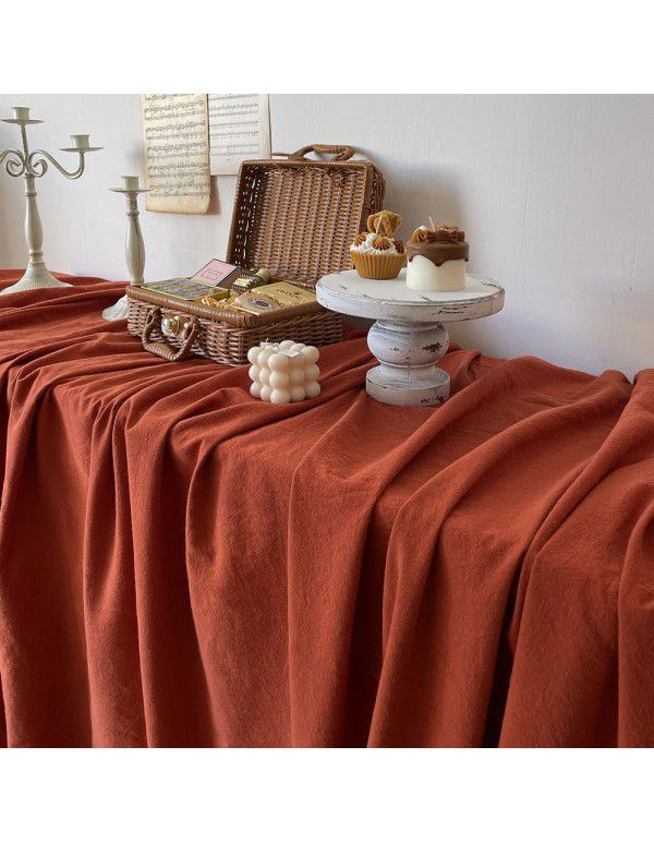 French Orange Solid Table Cloth European Vintage Food Dessert Background Table Cloth Living Room Log Tea Table Table Cover Table Cloth Pad