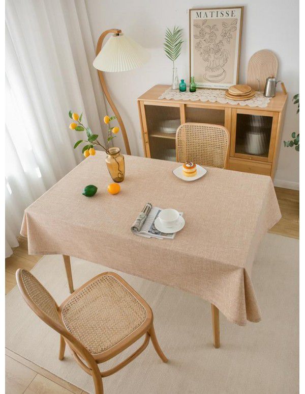 Simple tablecloth linen cotton thickened plain plain tea table cloth linen waterproof conference table rectangular tablecloth table