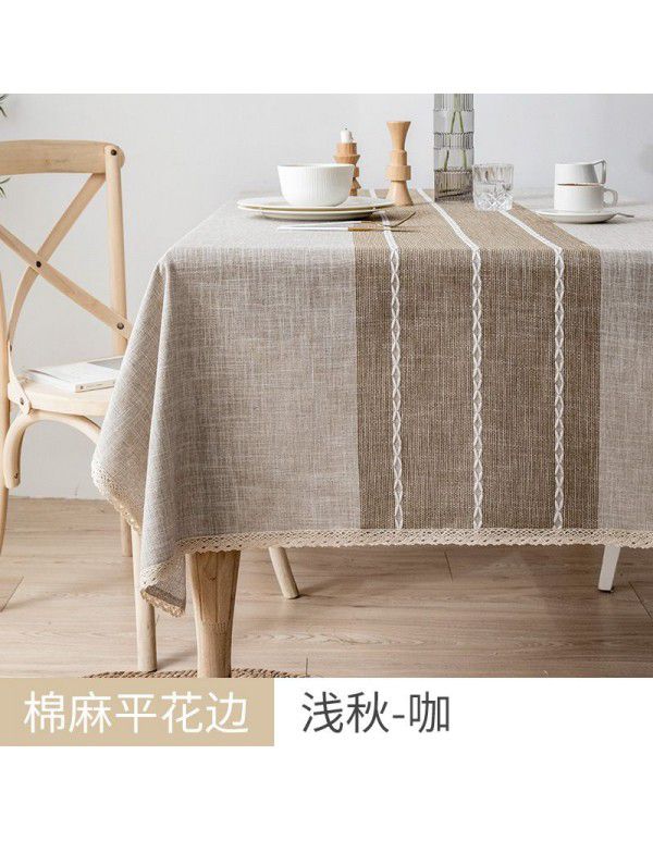 Table cloth waterproof and antifouling cotton linen Japanese rectangular tea table cloth table mat simple linen desk student cloth