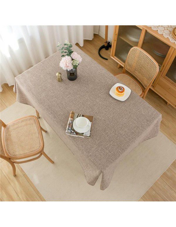 Simple tablecloth linen cotton thickened plain plain tea table cloth linen waterproof conference table rectangular tablecloth table