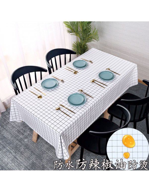 Tea table table cloth waterproof, scald proof, oil proof, wash free rectangular table mat ins wind light luxury plastic table cloth substitute