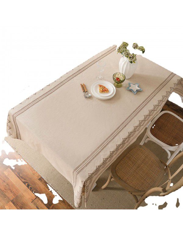 Yimanqiyun tablecloth ins cotton linen coffee embroidery geometric cotton linen tablecloth