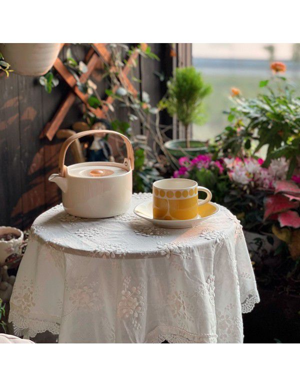 Garden tablecloth French ins style white lace retro luxury round table cloth table cloth balcony tea table cloth