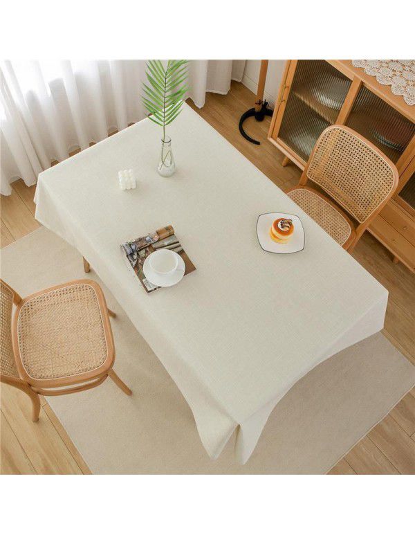 Simple tablecloth linen cotton thickened plain plain tea table cloth linen waterproof conference table rectangular tablecloth table
