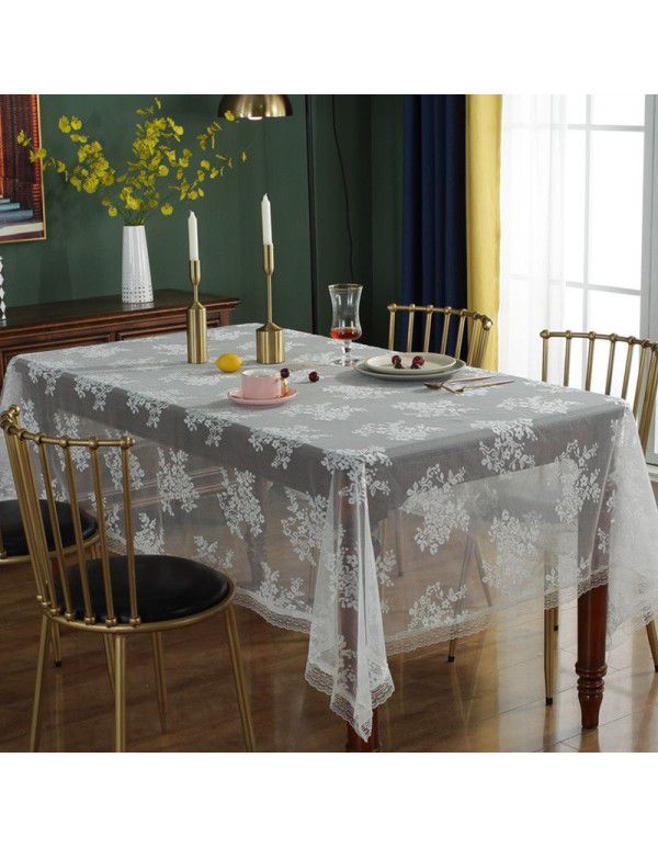 Lace tablecloth European style retro tea table rectangular household white hollowed out dressing table cloth cover cloth