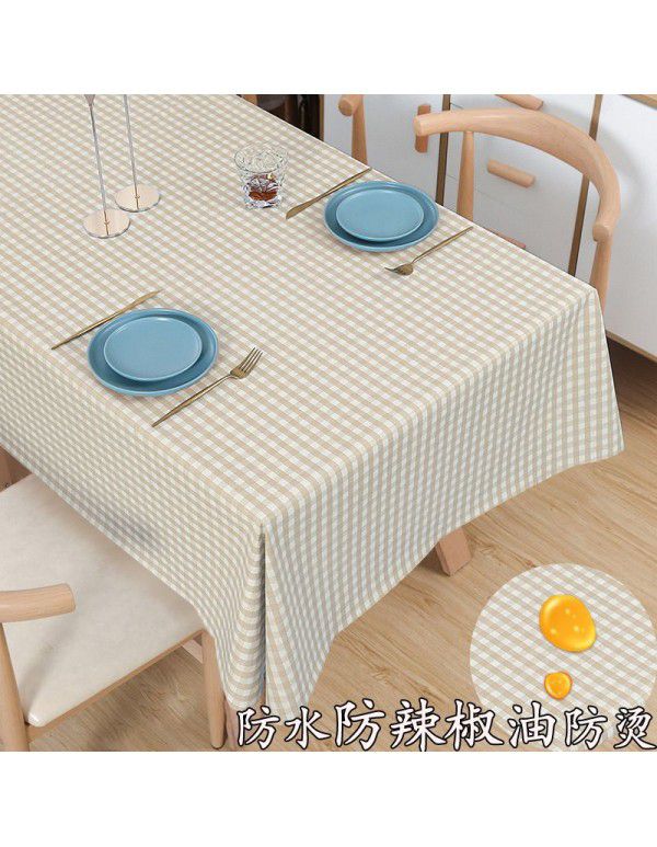 Tea table table cloth waterproof, scald proof, oil proof, wash free rectangular table mat ins wind light luxury plastic table cloth substitute