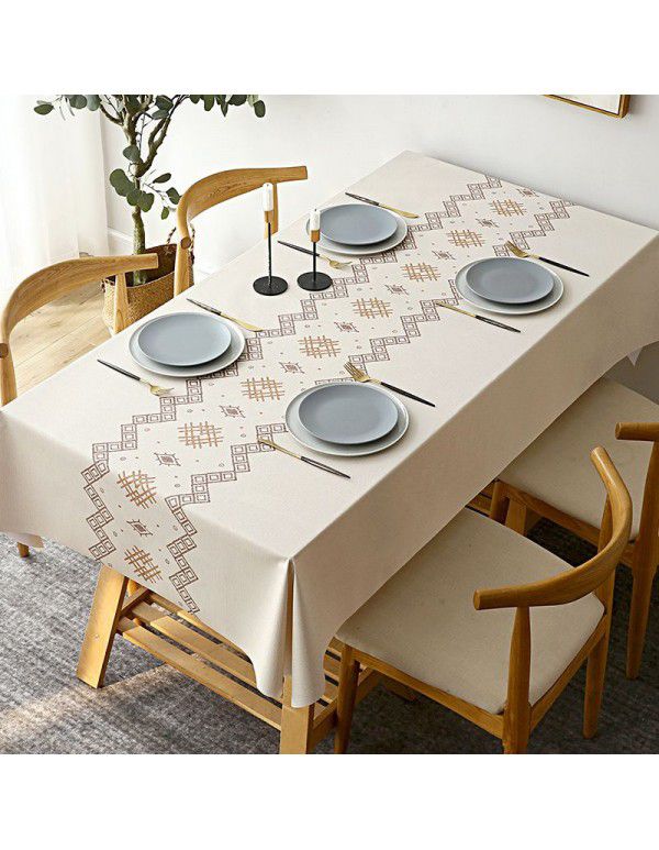 Table cloth waterproof, scald proof, oil proof, wash free pvc tea table mat rectangular light luxury table cloth