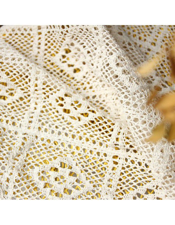 American style retro pastoral hollow hook flower lace tablecloth cloth rectangular table small round table tea table sofa cover