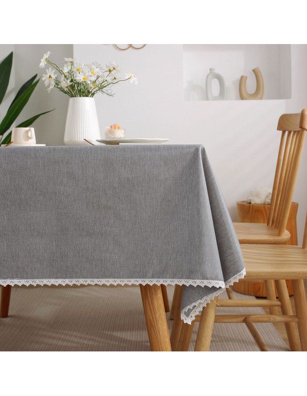 Cross border Amazon cotton and linen table cloth waterproof, oil proof, wash free, solid color table cloth restaurant tea table cloth spot wholesale