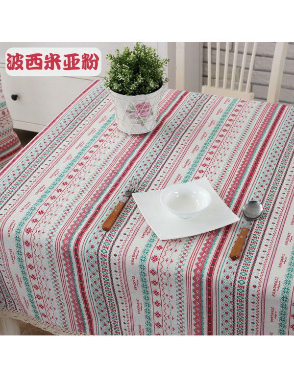 Xinjiang Style Table Cloth Exotic Table Cloth Retro American Ethnic Style Cotton Linen Bar Room Tea Table Student