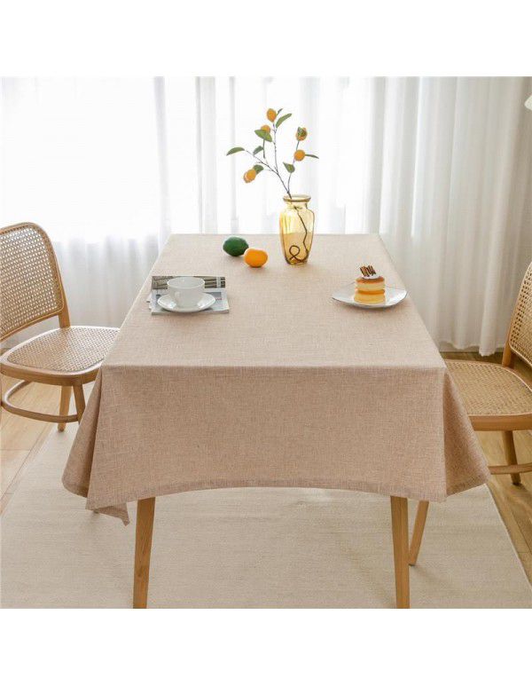 Simple tablecloth linen cotton thickened plain plain tea table cloth linen waterproof conference table rectangular tablecloth table