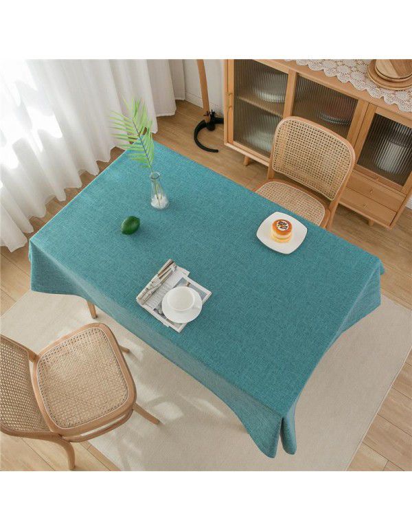 Simple tablecloth linen cotton thickened plain plain tea table cloth linen waterproof conference table rectangular tablecloth table