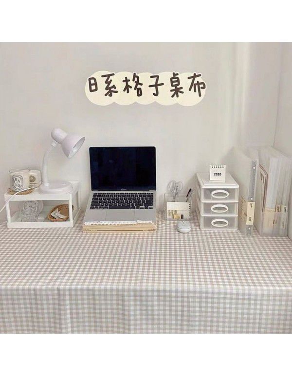 Wholesale ins hanfeng simple table cloth round table plaid table cloth small fresh desk plush background cloth factory