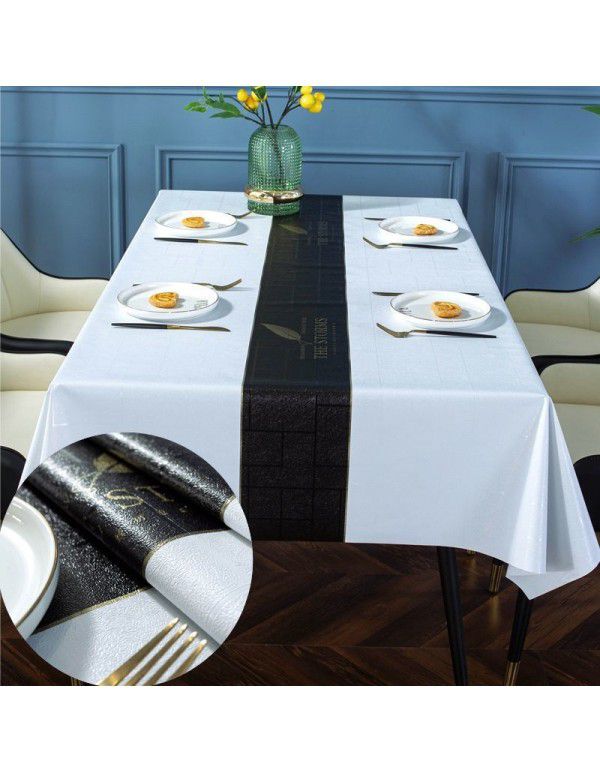 Table cloth waterproof, scald proof, oil proof, wash free PVC table mat, desk ins, student table cloth, modern simple tea table