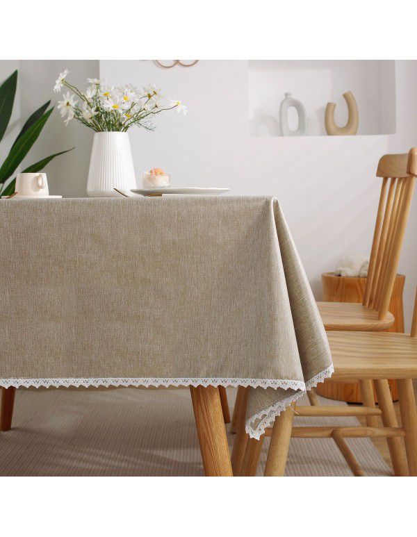 Cross border Amazon cotton and linen table cloth waterproof, oil proof, wash free, solid color table cloth restaurant tea table cloth spot wholesale