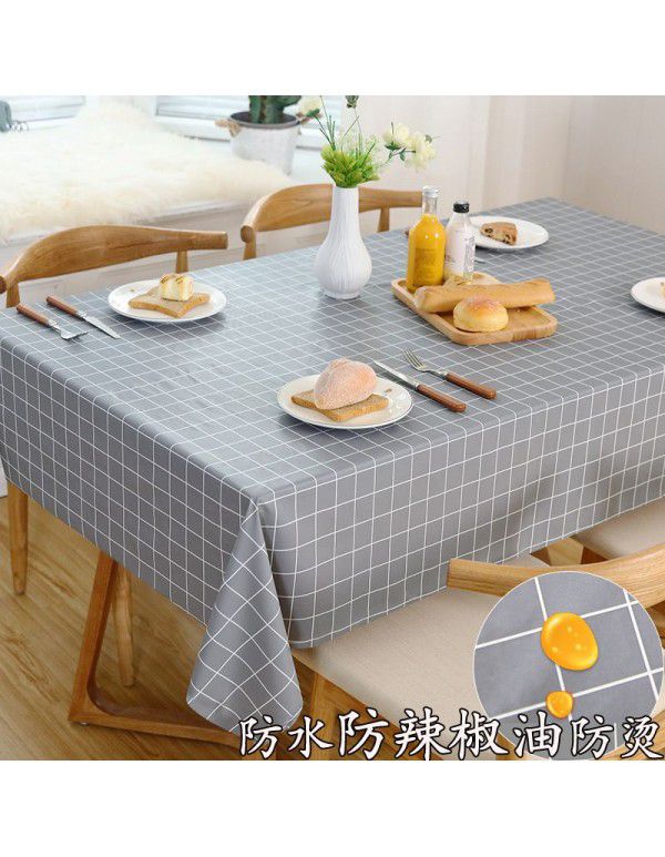 Tea table table cloth waterproof, scald proof, oil proof, wash free rectangular table mat ins wind light luxury plastic table cloth substitute