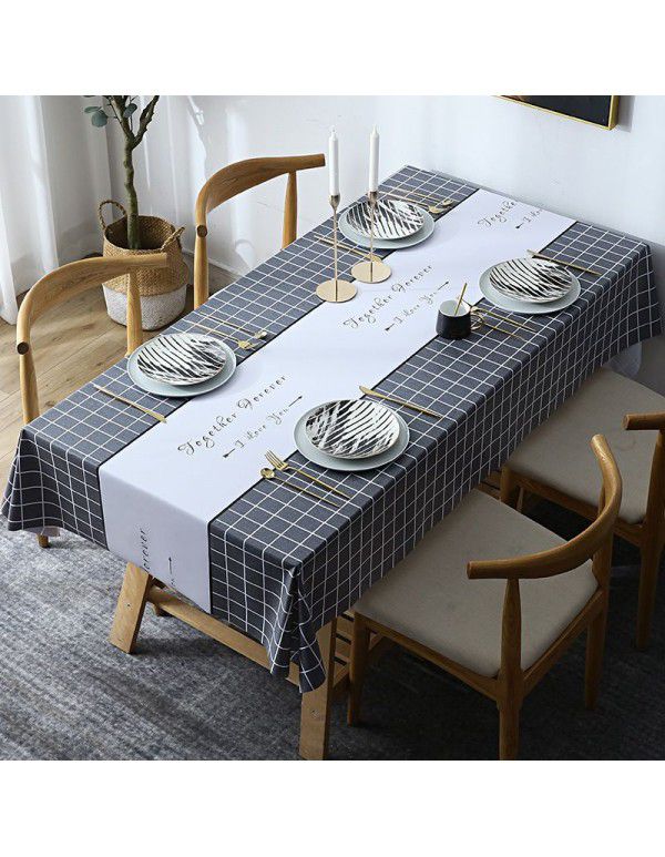 Table cloth waterproof, scald proof, oil proof, wash free pvc tea table mat rectangular light luxury table cloth